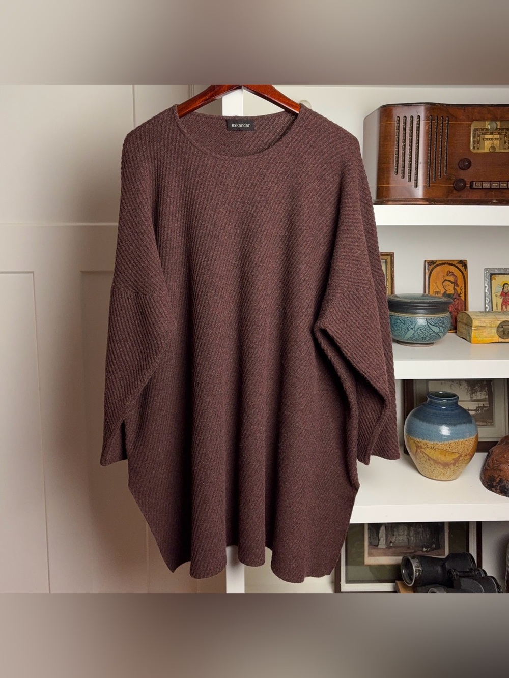 Eskandar 100% Cashmere Brown Pullover Sweater One Size 3XL